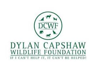 DCWF DYLAN CAPSHAW WILDLIFE FOUNDATION IF I CAN'T HELP IT, IT CAN'T BE HELPED! logo