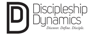 DD DISCIPLESHIP DYNAMICS DISCOVER. DEFINE. DISCIPLE. logo