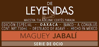 DE LEYENDAS MAESTRA 'TIA ADELINA' CORTÉS PARADA EDICIÓN ESPECIAL · OAXACA · BLANCO · A. CONVALLIS CONT. NET 750ML · DESTILADO DE AGAVE · HECHO IN MÉXICO MAGUEY JABALÍ SERIE DE OCIO logo