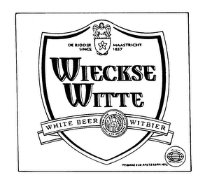 DE RIDDER MAASTRICHT SINCE 1857 WIECKSE WITTE WHITE BEER WITBIER MEDAILLE D'OR AMSTERDAM 1992 logo
