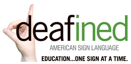 DEAFINED AMERICAN SIGN LANGUAGE EDUCATION...ONE SIGN AT A TIME. logo