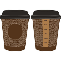 DECAF SHOTS SYRUP MILK CUSTOM DRINK logo