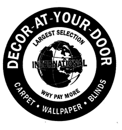 DECOR AT YOUR DOOR INTERNATIONAL CARPET WALLPAPER BLINDS LARGEST SELECTION WHY PAY MORE logo