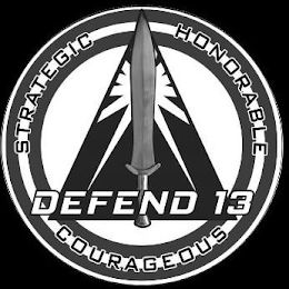 DEFEND 13 STRATEGIC HONORABLE COURAGEOUS logo