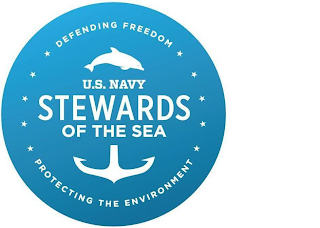 DEFENDING FREEDOM PROTECTING THE ENVIRONMENT U.S. NAVY STEWARDS OF THE SEA logo