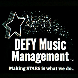 DEFY MUSIC MANAGEMENT, MAKING STARS IS WHAT WE DO. logo