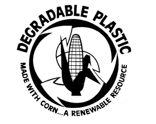 DEGRADABLE PLASTIC MADE WITH CORN...A RENEWABLE RESOURCE logo