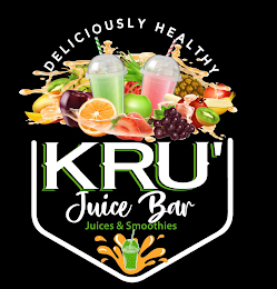 DELICIOUSLY HEALTHY KRU' JUICE BAR JUICES & SMOOTHIES logo