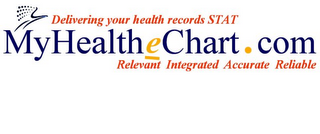 DELIVERING YOUR HEALTH RECORDS STAT MYHEALTHECHART.COM RELIABLE INTEGRATED ACCURATE RELEVANT logo