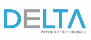 DELTA POWERED BY HCM UNLOCKED logo