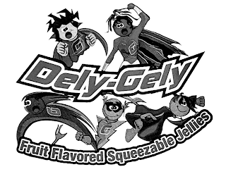 DELY-GELY FRUIT FLAVORED SQUEEZABLE JELLIES G G G G logo