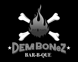 DEM BONEZ BAR-B-QUE PIT 2 PLATE logo