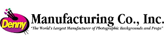 DENNY MANUFACTURING CO., INC. "THE WORLD'S LARGEST MANUFACTURER OF PHOTOGRAPHIC BACKGROUNDS AND PROPS" logo