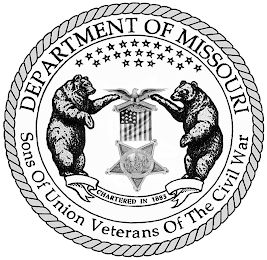 DEPARTMENT OF MISSOURI SONS OF UNION VETERANS OF THE CIVIL WAR GRAND ARMY OF THE REPUBLIC 1861 - VETERAN - 1866 CHARTERED IN 1883 logo