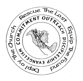 DEPLOY THE CHURCH RESCUE THE LOST EQUIP THE FOUND COMMITMENT OUTREACH DISCIPLESHIP EVANGELISM logo