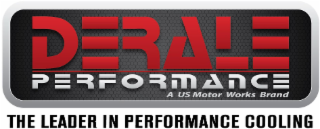 DERALE PERFORMANCE A US MOTOR WORKS BRAND THE LEADER IN PERFORMANCE COOLING logo
