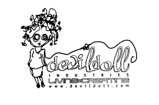 DEVILDOLL INDUSTRIES LIVING=CREATING WWW.DEVILDOL.COM logo
