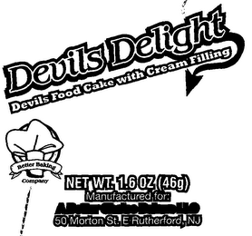 DEVILS DELIGHT DEVILS FOOD CAKE WITH CREAM FILLING BETTER BAKING COMPANY logo