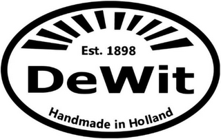 DEWIT EST. 1898 HANDMADE IN HOLLAND logo