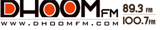 DHOOM FM 89.3FM 100.7FM WWW.DHOOMFM.COM logo