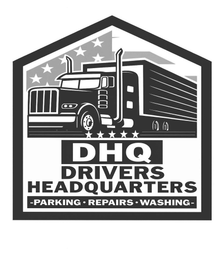 DHQ DRIVERS HEADQUARTERS. PARKING. REPAIRS. WASHING. logo