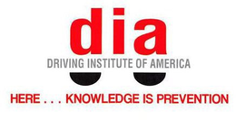 DIA DRIVING INSTITUTE OF AMERICA HERE...KNOWLEDGE IS PREVENTION logo