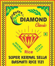 DIAMOND CLASSIC DOUBLE SORTEXED EXTRA CLEAN RICE SUPER KERNAL SELLA BASMATI RICE 1121 logo