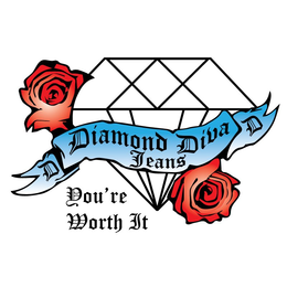 DIAMOND DIVA JEANS YOU'RE WORTH IT logo