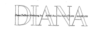 DIANA DIANAA DE BLAASS MARKETING, INC 55 PARK AVE. NEW YORK, NY 10016 (212) 685-1724 logo
