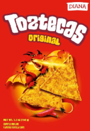 DIANA TOZTECAS ORIGINAL NET WT. 5.3 OZ (150 G) CHIPOTLE AND LIME FLAVORED TORTILLA CHIPS logo