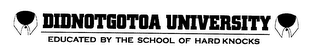 DIDNOTGOTOA UNIVERSITY EDUCATED BY THE SCHOOL OF HARD KNOCKS logo