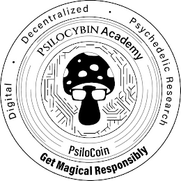 DIGITAL DECENTRALIZED PSYCHEDELIC RESEARCH PSILOCYBIN ACADEMY PSILOCOIN GET MAGICAL RESPONSIBLY logo