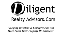 DILIGENT REALTY ADVISORS.COM "HELPING INVESTORS & ENTREPRENEURS NET MORE FROM THEIR PROPERTY OR BUSINESS" logo