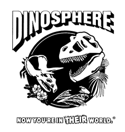 DINOSPHERE NOW YOU'RE IN THEIR WORLD. logo