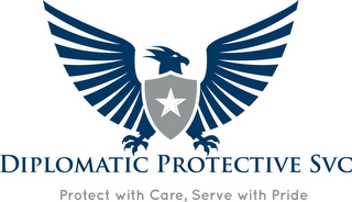 DIPLOMATIC PROTECTIVE SVC PROTECT WITH CARE, SERVE WTIH PRIDE logo