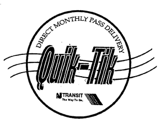DIRECT MONTHLY PASS DELIVERY QUIK-TIK NJ TRANSIT THE WAY TO GO. logo
