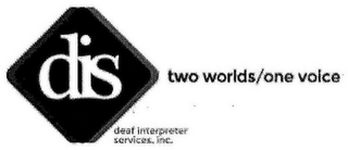 DIS DEAF INTERPRETER SERVICES INC. TWO WORLDS ONE VOICE logo