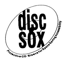 DISC SOX PROTECTIVE CD SLEEVE FOR SPACE SAVING ACCESSIBILITY logo