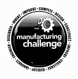 DISCOVER INVENT IMPROVE COMPETE DESIGN CONSTRUCT IMPROVE CHALLENGE DEVELOP INNOVATE ENGINEER SME MANUFACTURING CHALLENGE logo