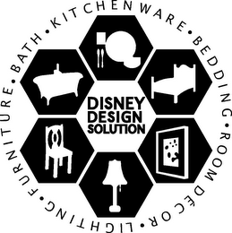 DISNEY DESIGN SOLUTION · BATH · KITCHENWARE · BEDDING · ROOM DÉCOR · LIGHTING · FURNITURE logo