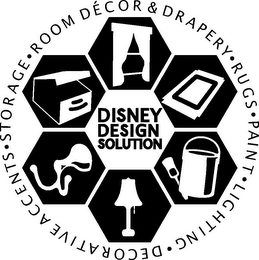 DISNEY DESIGN SOLUTION · STORAGE · ROOM DÉCOR & DRAPERY · RUGS · PAINT · LIGHTING · DECORATIVE ACCENTS logo