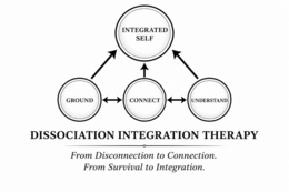 DISSOCIATION INTEGRATION THERAPY       FROM DISCONNECTION TO CONNECTION FROM SURVIVAL TO INTEGRATION.  GROUND CONNECT, UNDERSTAND INTEGRATED SELF logo