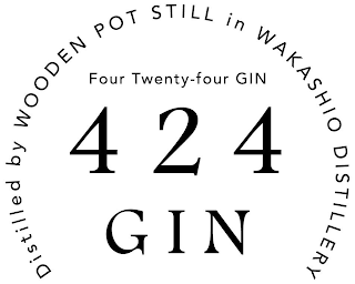 DISTILLED BY WOODEN POT STILL IN WAKASHIO DISTILLERY FOUR TWENTY-FOUR GIN 424 GIN logo