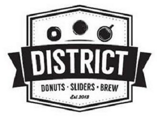 DISTRICT · DONUTS SLIDERS · BREW  EST 2013 logo