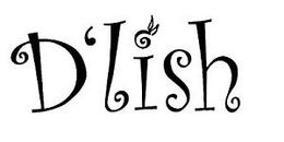 D'LISH WITH D APOSTROPHE , SWIRL AND LEAVES ON THE TOP OF "I" AS THE APOSTROPHE logo