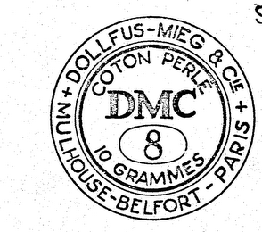DMC 8 COTON PERLE 10 GRAMMES DOLLFUS-MIEG & CIE MULHOUSE-BELFORT-PARIS logo