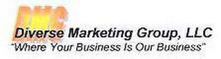 DMG DIVERSE MARKETING GROUP, LLC "WHEREYOUR BUSINESS IS OUR BUSINESS" logo