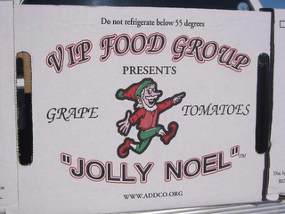 DO NOT REFRIGERATE BELOW 55 DEGREES VIP FOOD GROUP PRESENTS GRAPE TOMATOES "JOLLY NOEL" WWW. ADDCO.ORG logo