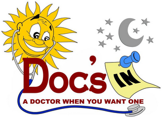 DOC'S IN A DOCTOR WHEN YOU WANT ONE logo