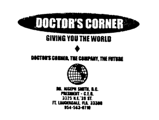 DOCTOR'S CORNER GIVING YOU THE WORLD THE COMPANY, THE FUTURE logo